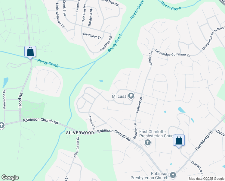 map of restaurants, bars, coffee shops, grocery stores, and more near 7509 Novella Dr in Charlotte
