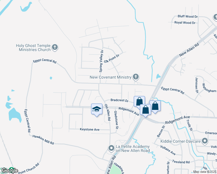 map of restaurants, bars, coffee shops, grocery stores, and more near 3347 Egypt Central Road in Memphis