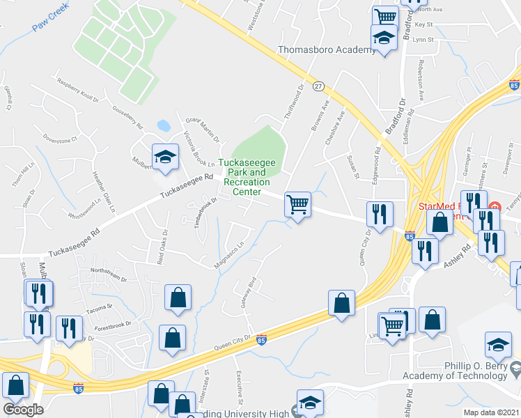 map of restaurants, bars, coffee shops, grocery stores, and more near in Charlotte