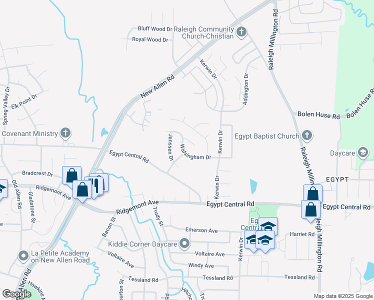 map of restaurants, bars, coffee shops, grocery stores, and more near 3788 Walsingham Drive in Memphis