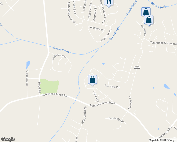 map of restaurants, bars, coffee shops, grocery stores, and more near 9431 Bradstreet Commons Way in Charlotte