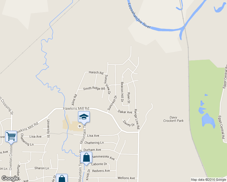 map of restaurants, bars, coffee shops, grocery stores, and more near 4440 Sunny View Drive in Memphis