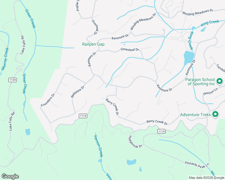 map of restaurants, bars, coffee shops, grocery stores, and more near 100 Elmridge Drive in Flat Rock