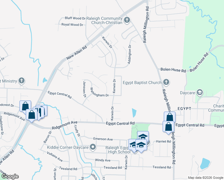 map of restaurants, bars, coffee shops, grocery stores, and more near 4440 Kerwin Drive in Memphis