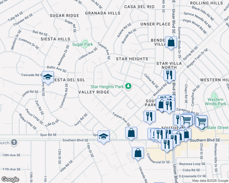 map of restaurants, bars, coffee shops, grocery stores, and more near 1669 Domain Loop Southeast in Rio Rancho