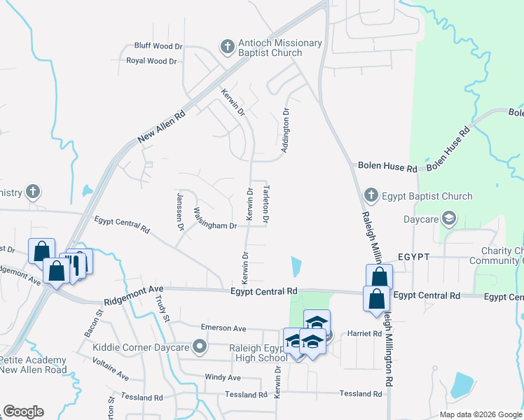 map of restaurants, bars, coffee shops, grocery stores, and more near 4440 Kerwin Drive in Memphis
