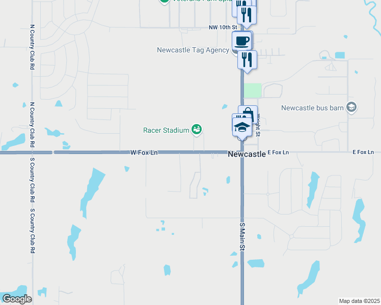 map of restaurants, bars, coffee shops, grocery stores, and more near 504 Oklahoma 130 in Newcastle