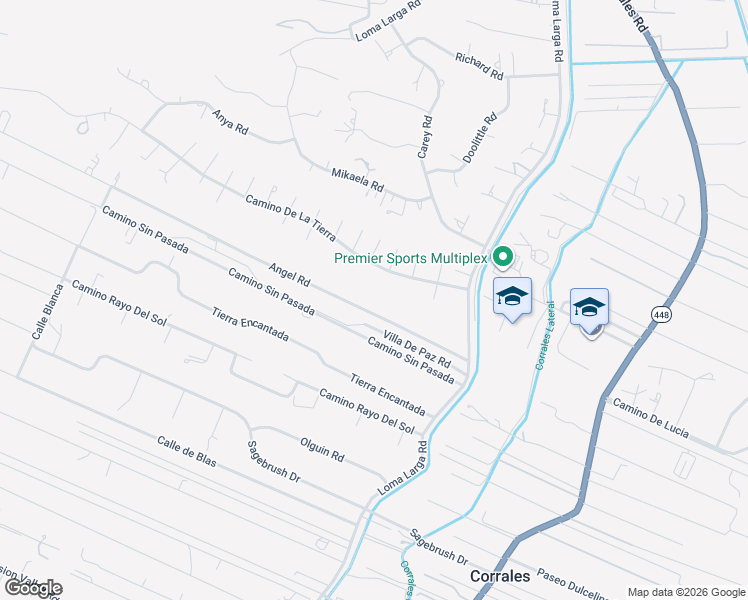 map of restaurants, bars, coffee shops, grocery stores, and more near 293 Angel Road in Corrales
