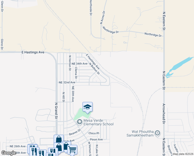 map of restaurants, bars, coffee shops, grocery stores, and more near 4015-4017 Northeast 32nd Avenue in Amarillo