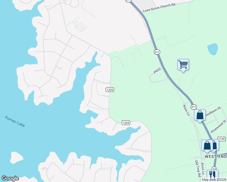 map of restaurants, bars, coffee shops, grocery stores, and more near 486 Longleaf Drive in West End