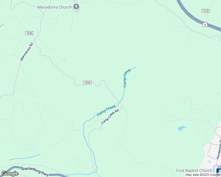 map of restaurants, bars, coffee shops, grocery stores, and more near 1153 Camp Creek Road in Saluda