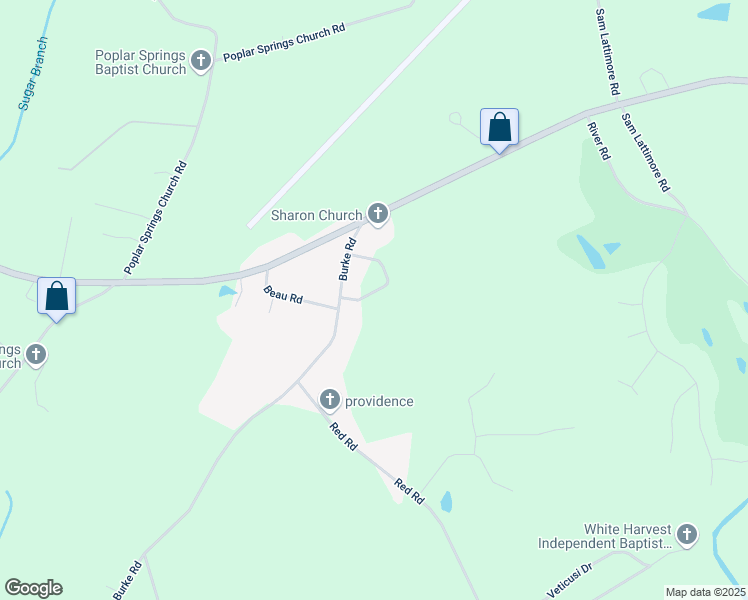 map of restaurants, bars, coffee shops, grocery stores, and more near 19 Horace Grigg Circle in Shelby