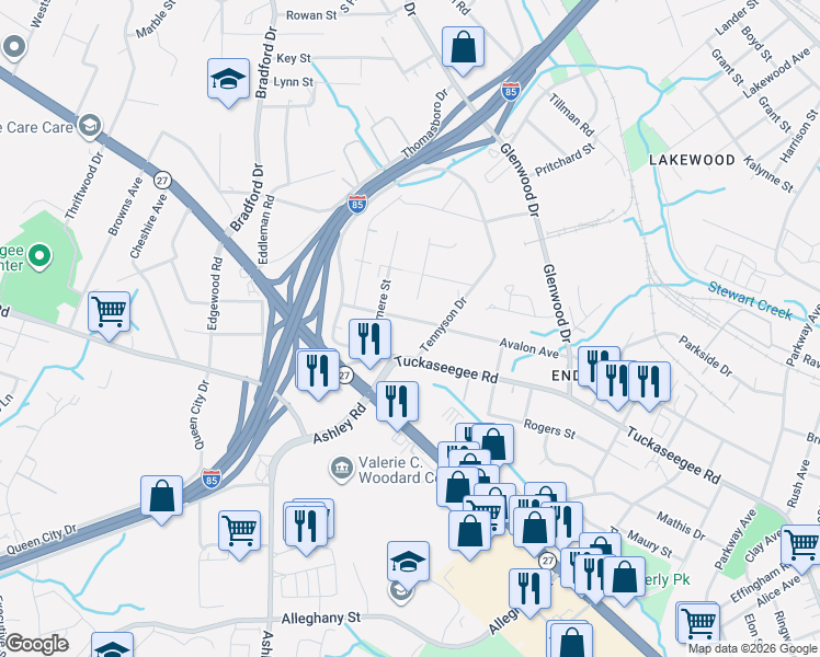 map of restaurants, bars, coffee shops, grocery stores, and more near in Charlotte