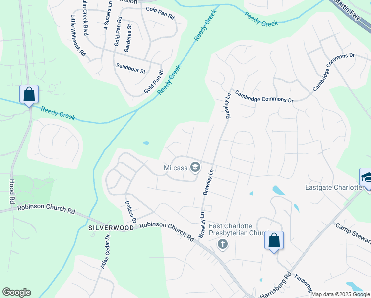 map of restaurants, bars, coffee shops, grocery stores, and more near 7909 Donet Terrace Drive in Charlotte
