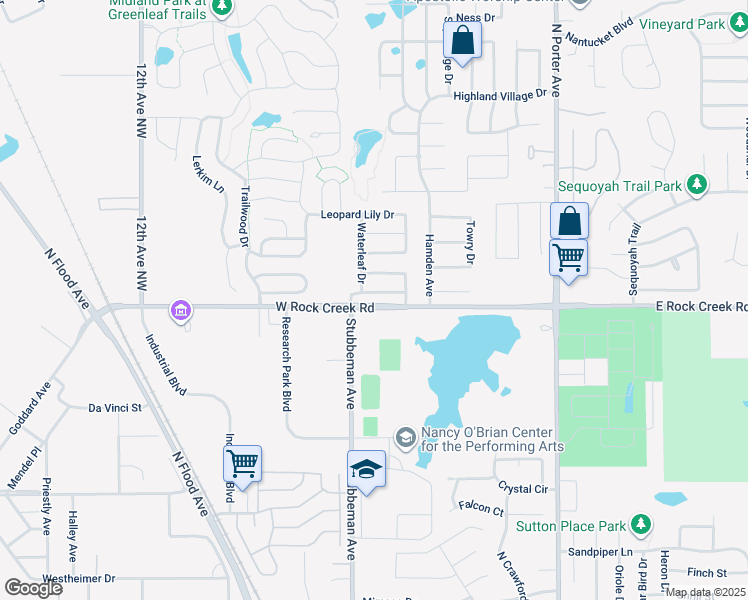 map of restaurants, bars, coffee shops, grocery stores, and more near 504 English Elm Lane in Norman