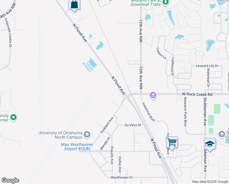 map of restaurants, bars, coffee shops, grocery stores, and more near 2234 Goddard Avenue in Norman