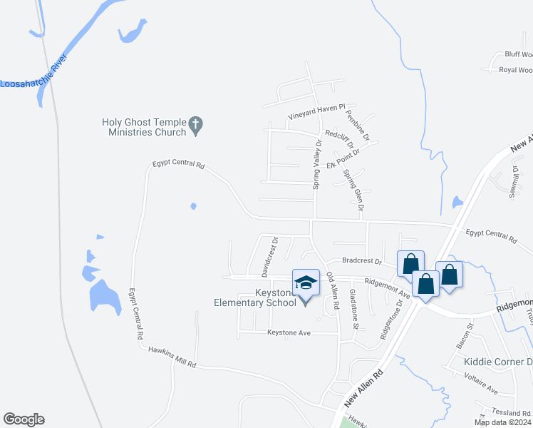map of restaurants, bars, coffee shops, grocery stores, and more near 3242 Egypt Central Road in Memphis
