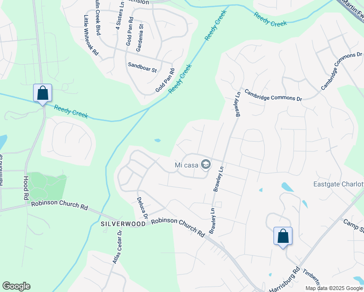 map of restaurants, bars, coffee shops, grocery stores, and more near 7509 Novella Drive in Charlotte