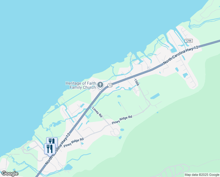 map of restaurants, bars, coffee shops, grocery stores, and more near 52327 North Carolina Highway 12 in Frisco