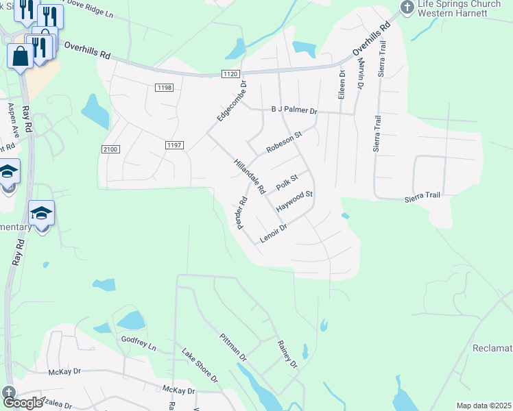 map of restaurants, bars, coffee shops, grocery stores, and more near 86 Bladen Street in Spring Lake
