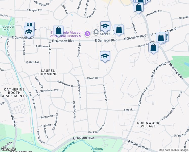 map of restaurants, bars, coffee shops, grocery stores, and more near 977 Sandswood Drive in Gastonia