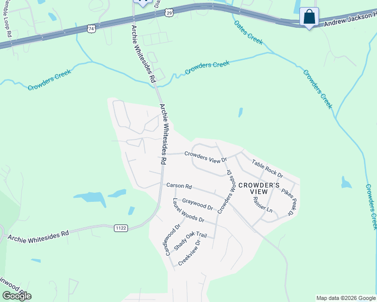 map of restaurants, bars, coffee shops, grocery stores, and more near 3675 Hope Marian Street in Gastonia