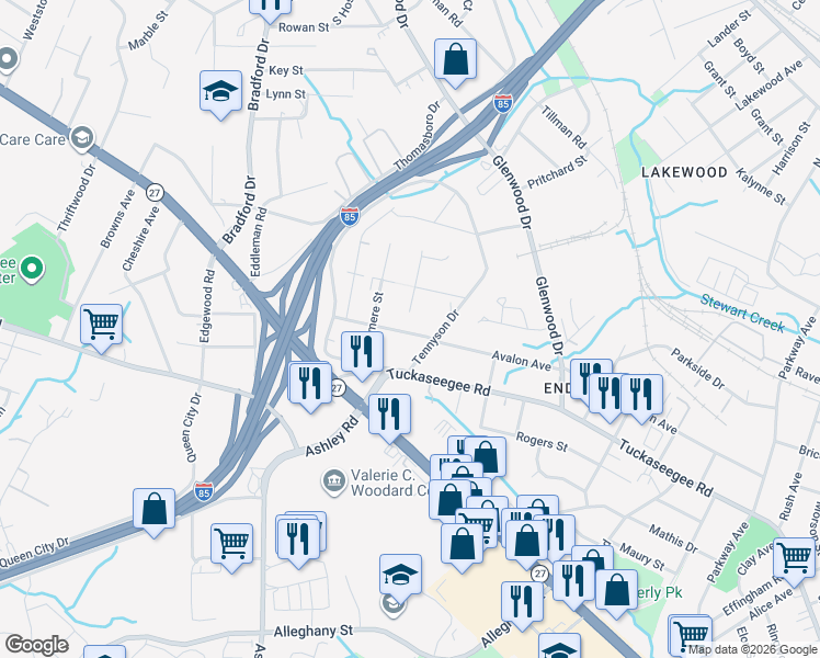 map of restaurants, bars, coffee shops, grocery stores, and more near in Charlotte