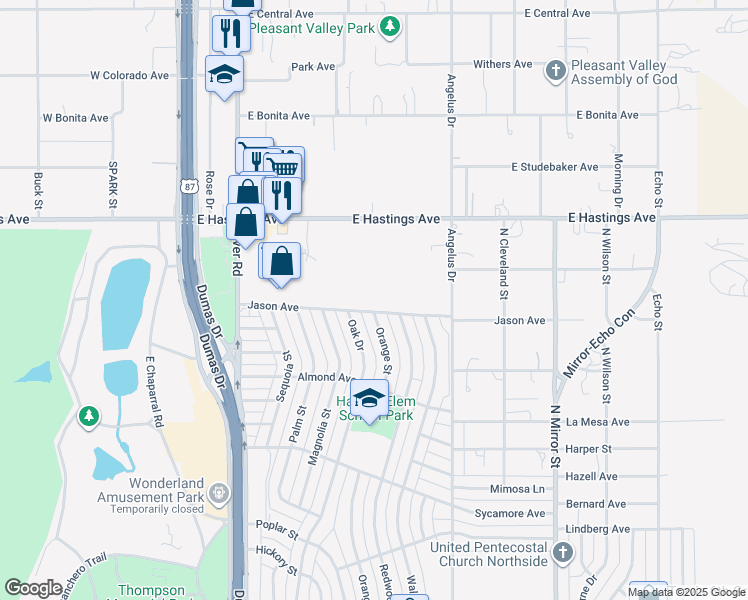 map of restaurants, bars, coffee shops, grocery stores, and more near 501 Jason Avenue in Amarillo