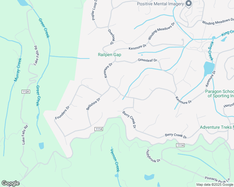 map of restaurants, bars, coffee shops, grocery stores, and more near 102 Cliffbrook Court in Flat Rock