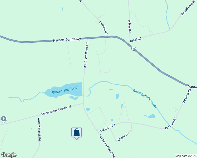map of restaurants, bars, coffee shops, grocery stores, and more near 181 Artesian Spring Lane in Dunn