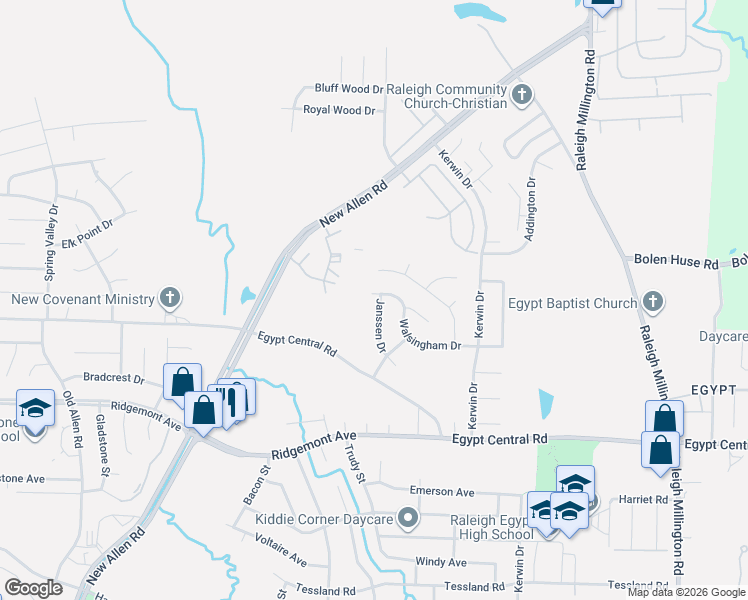 map of restaurants, bars, coffee shops, grocery stores, and more near 3744 Walsingham Drive in Memphis