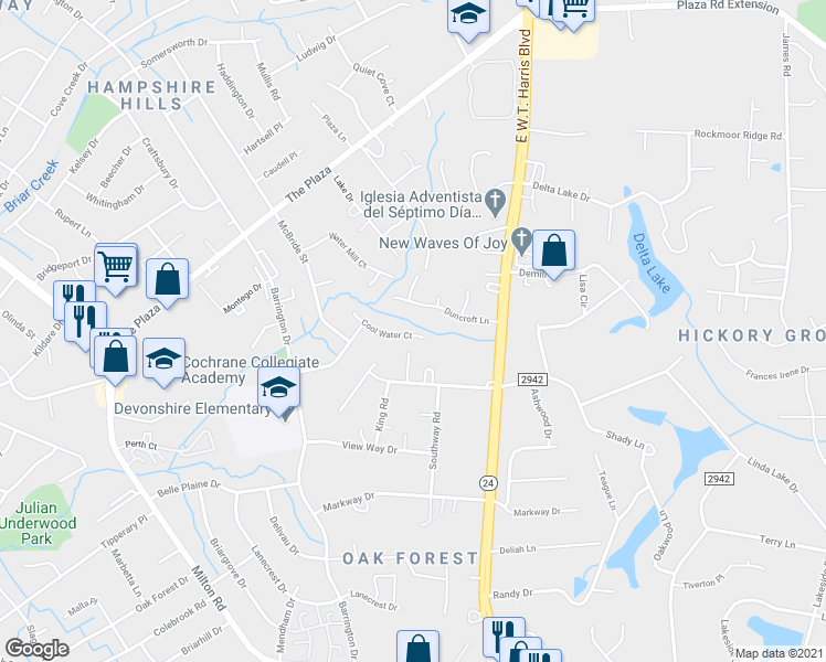 map of restaurants, bars, coffee shops, grocery stores, and more near in Charlotte