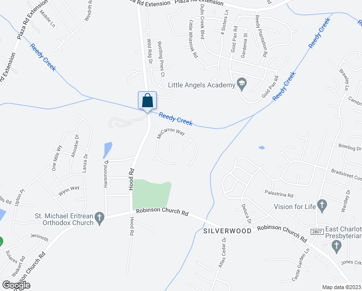 map of restaurants, bars, coffee shops, grocery stores, and more near 9118 Dalmeny House Lane in Charlotte