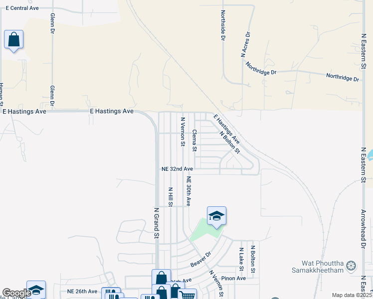 map of restaurants, bars, coffee shops, grocery stores, and more near 3222 North Vernon Street in Amarillo