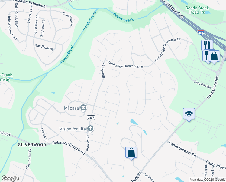 map of restaurants, bars, coffee shops, grocery stores, and more near in Charlotte