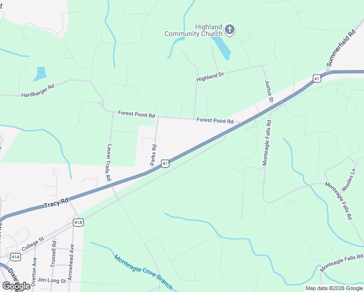 map of restaurants, bars, coffee shops, grocery stores, and more near 10537 U.S. 41 in Monteagle