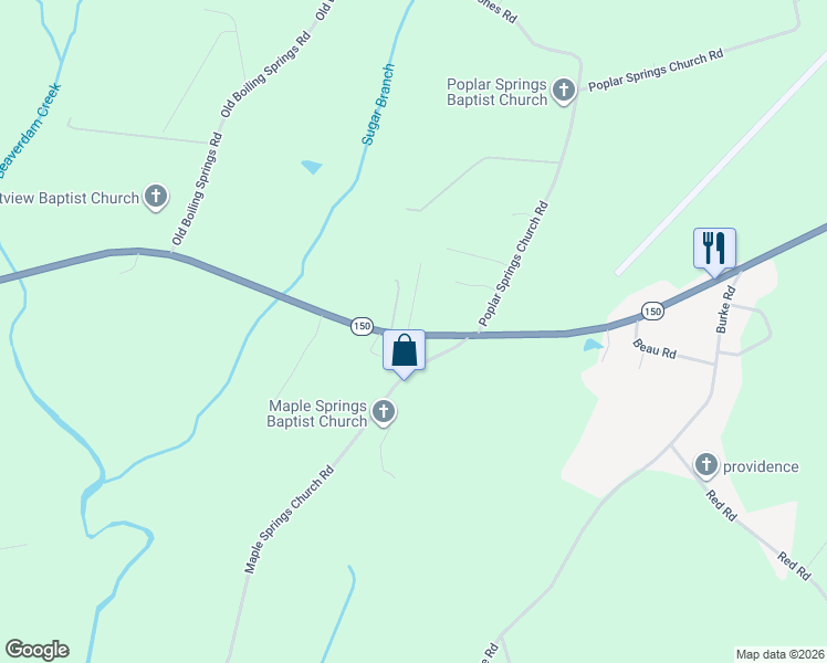 map of restaurants, bars, coffee shops, grocery stores, and more near 1010 College Avenue in Shelby