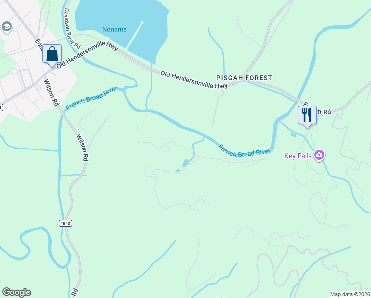 map of restaurants, bars, coffee shops, grocery stores, and more near 745 Poplar Lane in Pisgah Forest