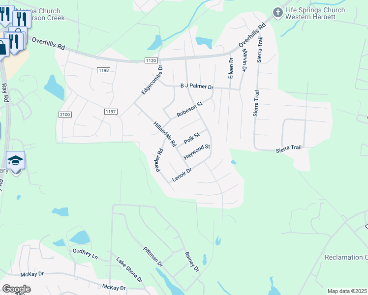 map of restaurants, bars, coffee shops, grocery stores, and more near 40 Polk Street in Spring Lake