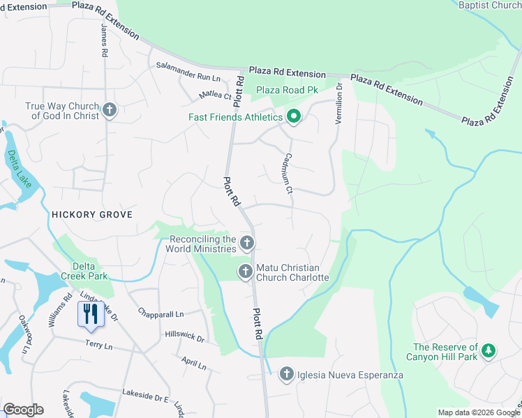 map of restaurants, bars, coffee shops, grocery stores, and more near 8426 Burnt Umber Drive in Charlotte