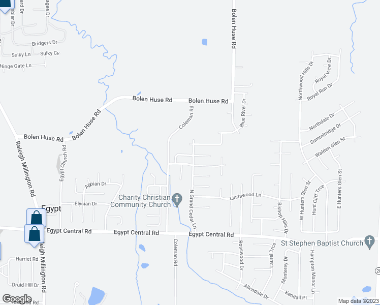 map of restaurants, bars, coffee shops, grocery stores, and more near 4504 Cedar Ridge Lane in Memphis