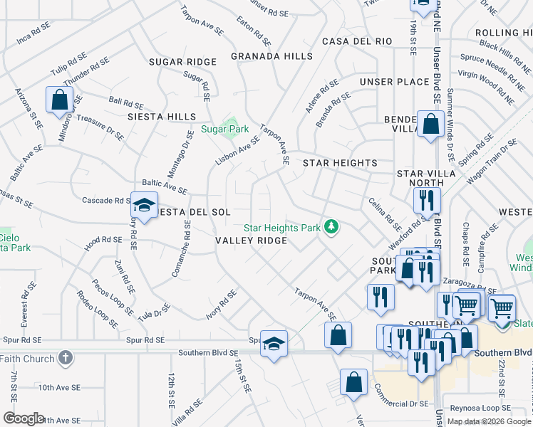 map of restaurants, bars, coffee shops, grocery stores, and more near 755 Hydra Road Southeast in Rio Rancho