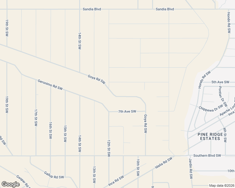 map of restaurants, bars, coffee shops, grocery stores, and more near 1041 Goya Road Southwest in Rio Rancho