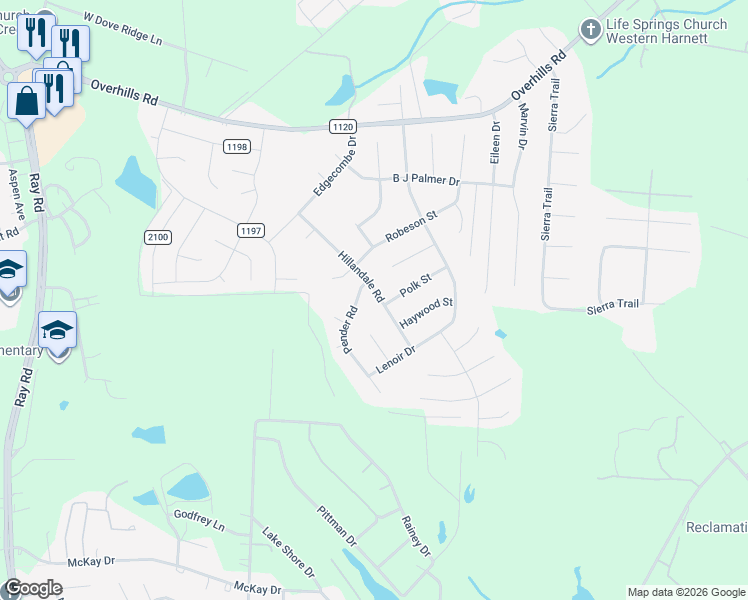 map of restaurants, bars, coffee shops, grocery stores, and more near 280 Hillandale Road in Spring Lake