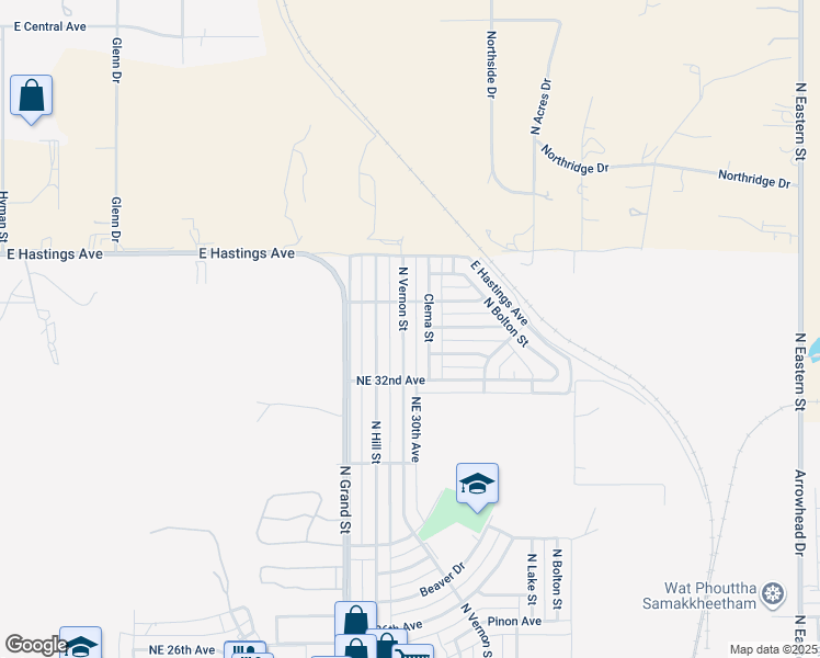 map of restaurants, bars, coffee shops, grocery stores, and more near 3222 North Vernon Street in Amarillo