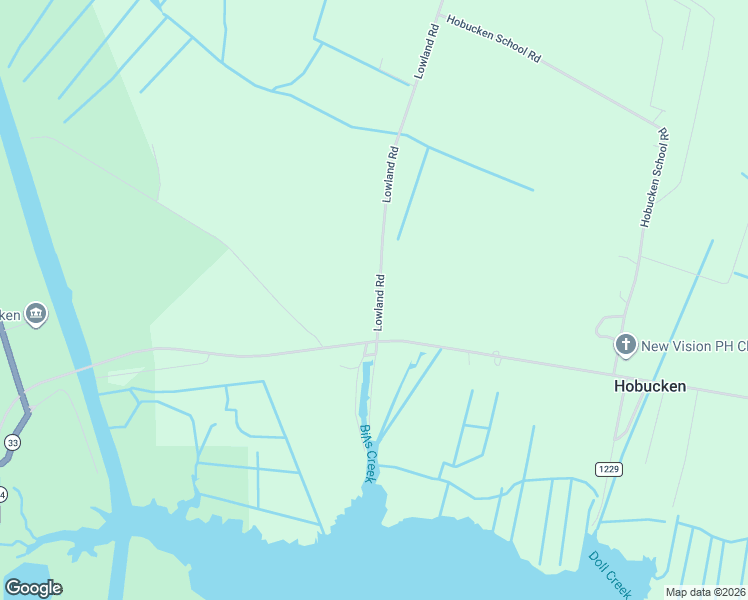 map of restaurants, bars, coffee shops, grocery stores, and more near 95 Lowland Road in Hobucken
