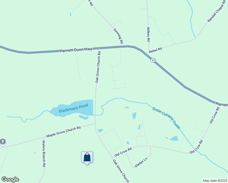 map of restaurants, bars, coffee shops, grocery stores, and more near 181 Artesian Spring Lane in Dunn