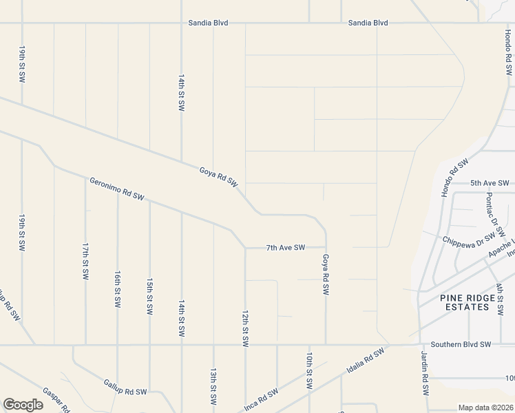 map of restaurants, bars, coffee shops, grocery stores, and more near 1041 Goya Road Southwest in Rio Rancho