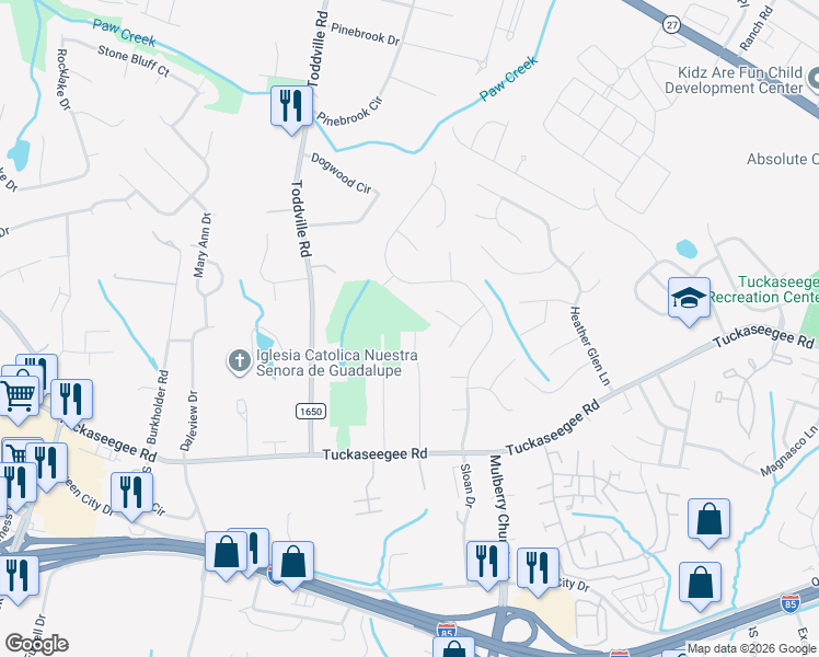 map of restaurants, bars, coffee shops, grocery stores, and more near in Charlotte