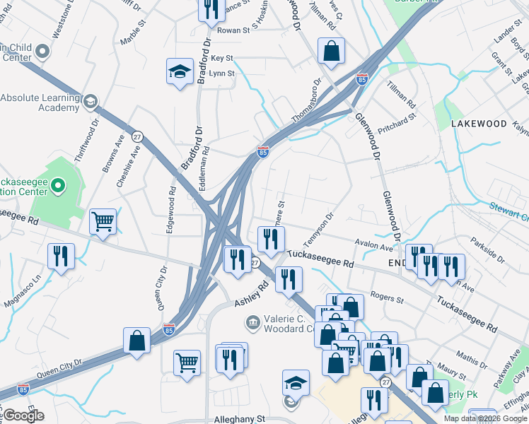 map of restaurants, bars, coffee shops, grocery stores, and more near in Charlotte